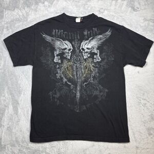Miami Ink Shirt Men L Black Skulls Sword Grunge Biker Skater Streetwear‎ Emo Y2K